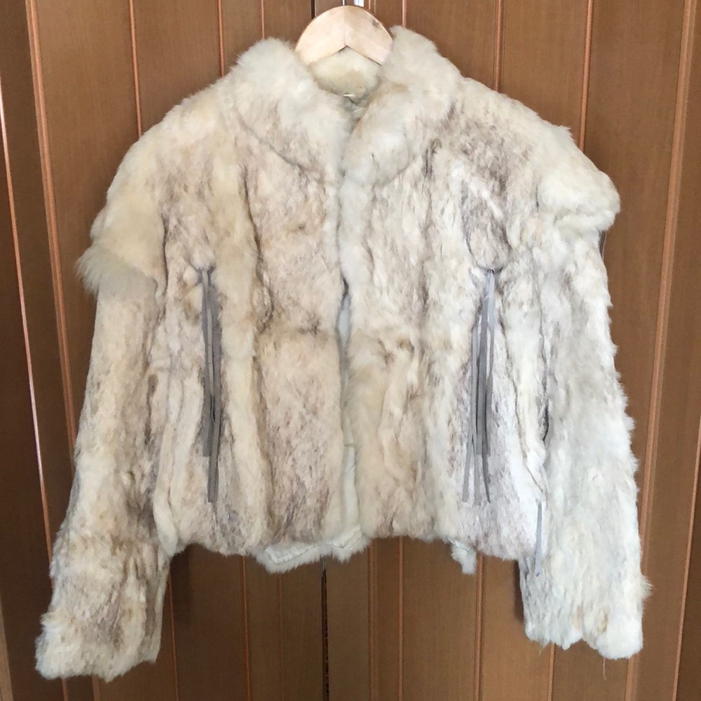 White Rabbit fur Jacket with suede tassels